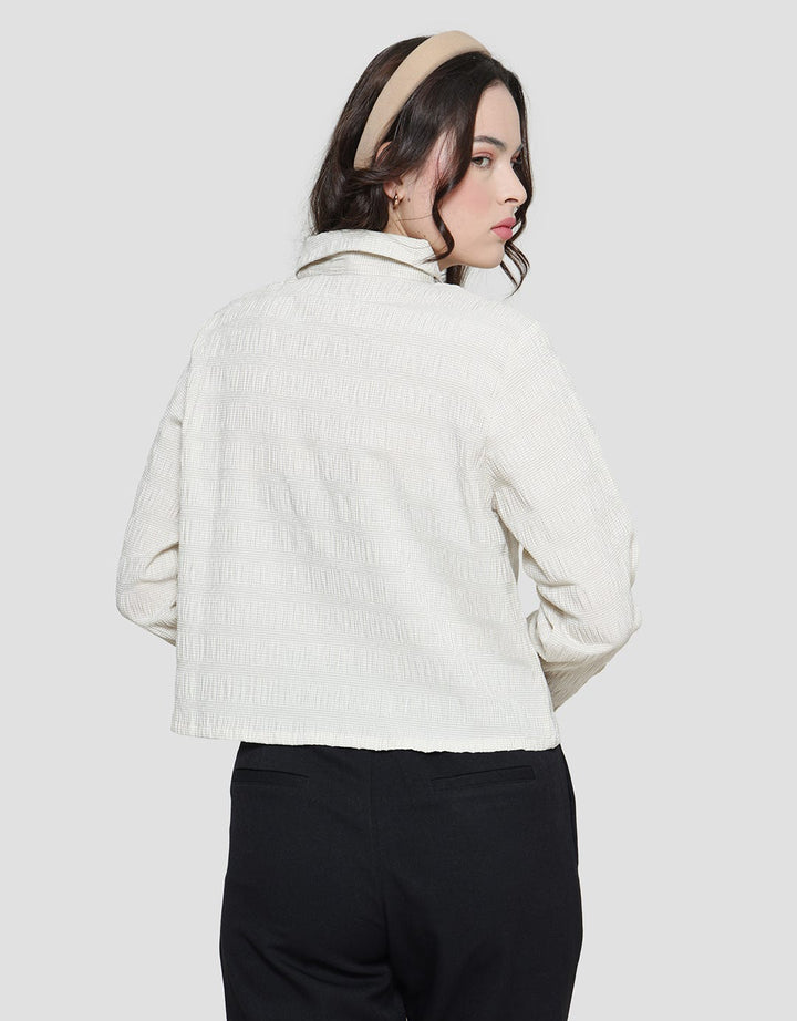 Details Gingham Small Check Basic Kemeja Lengan Panjang Wanita