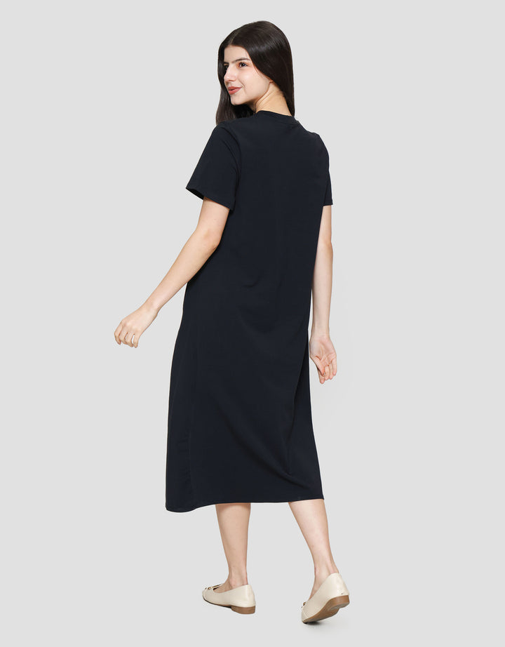 Suko Knit Dress Plain Gaun Jersey Wanita