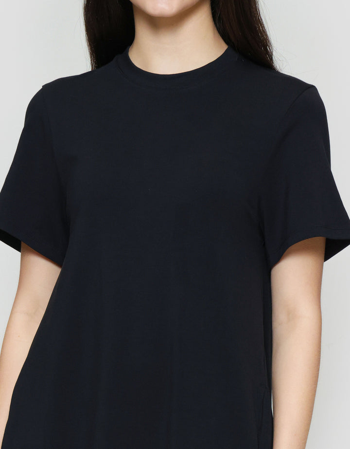 Suko Knit Dress Plain Gaun Jersey Wanita