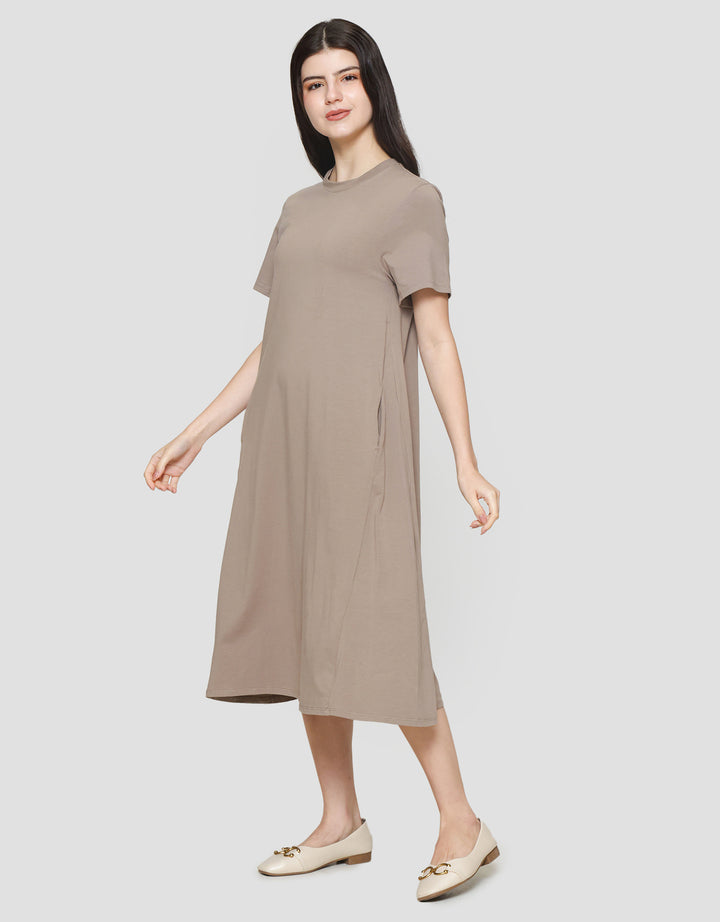 Suko Knit Dress Plain Gaun Jersey Wanita