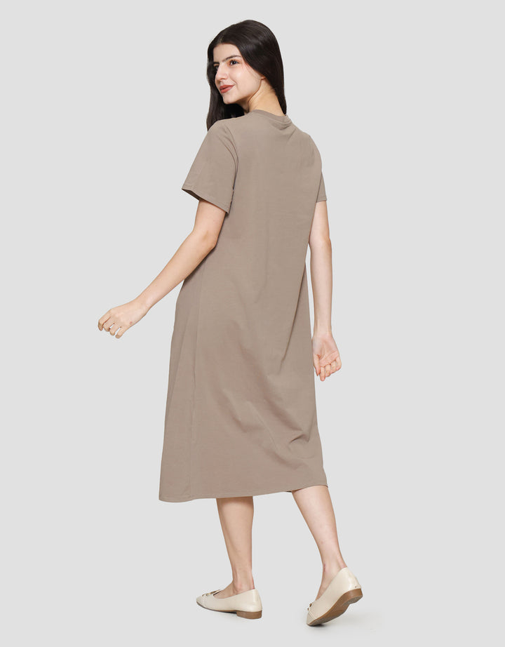 Suko Knit Dress Plain Gaun Jersey Wanita