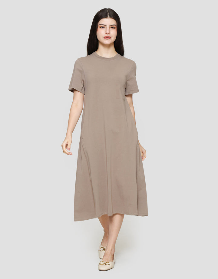 Suko Knit Dress Plain Gaun Jersey Wanita
