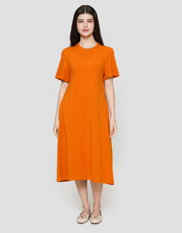 Suko Knit Dress Plain Gaun Jersey Wanita