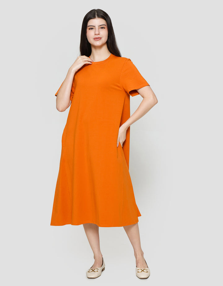 Suko Knit Dress Plain Gaun Jersey Wanita