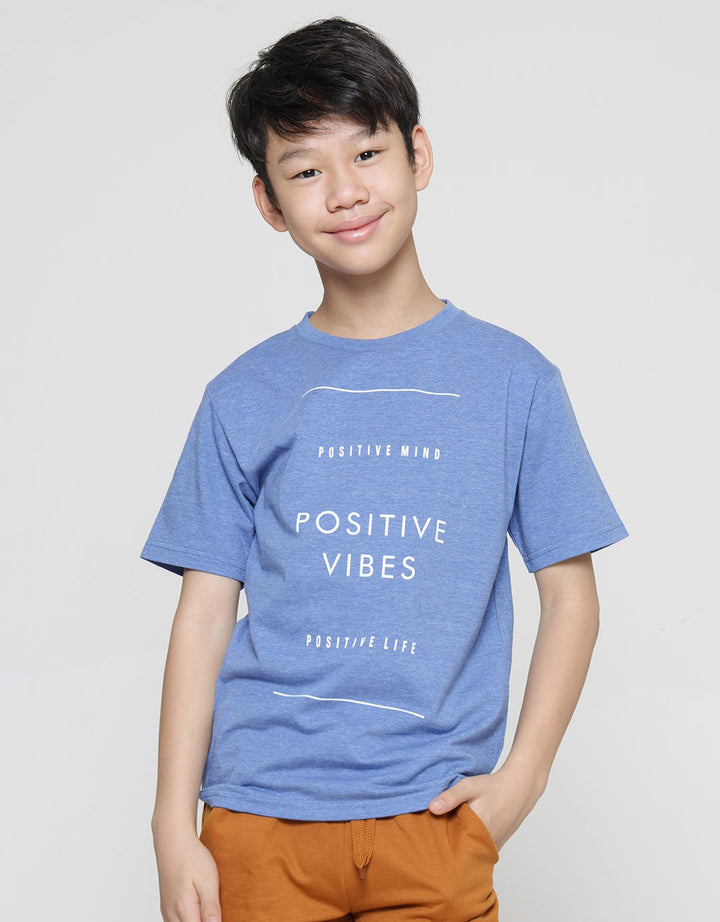 Nevada Print Positive Vibes Kaos Lengan Pendek Anak Laki-Laki