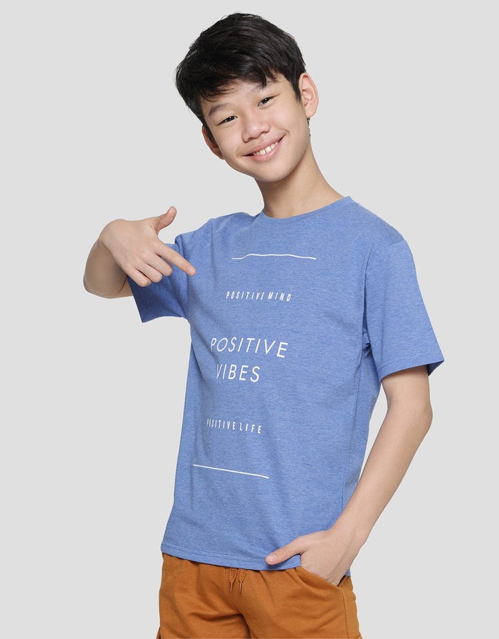 Nevada Print Positive Vibes Kaos Lengan Pendek Anak Laki-Laki