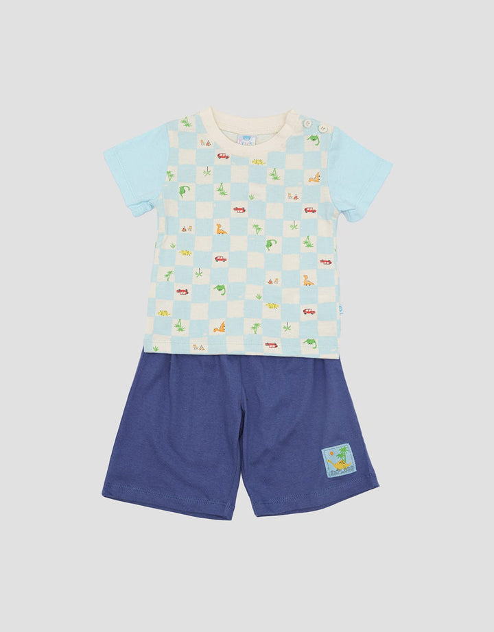 Pipiniko Dino Square Set Pakaian Anak Laki-laki
