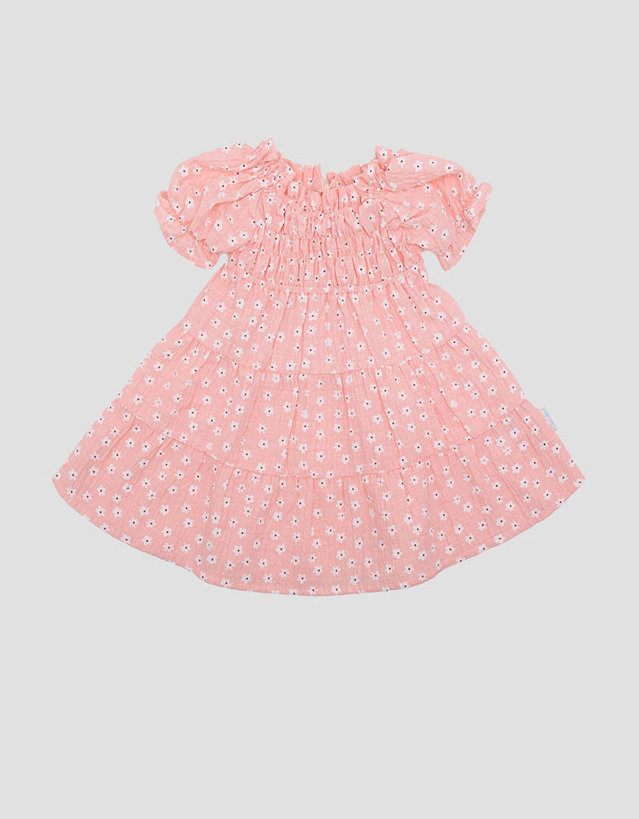 Pipiniko Tier Tekstur Flower Midi Dress Anak Perempuan