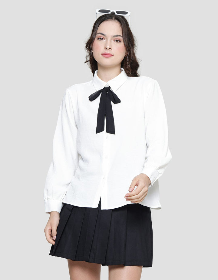 Connexion Crinkle Tie Kemeja Blouse Wanita