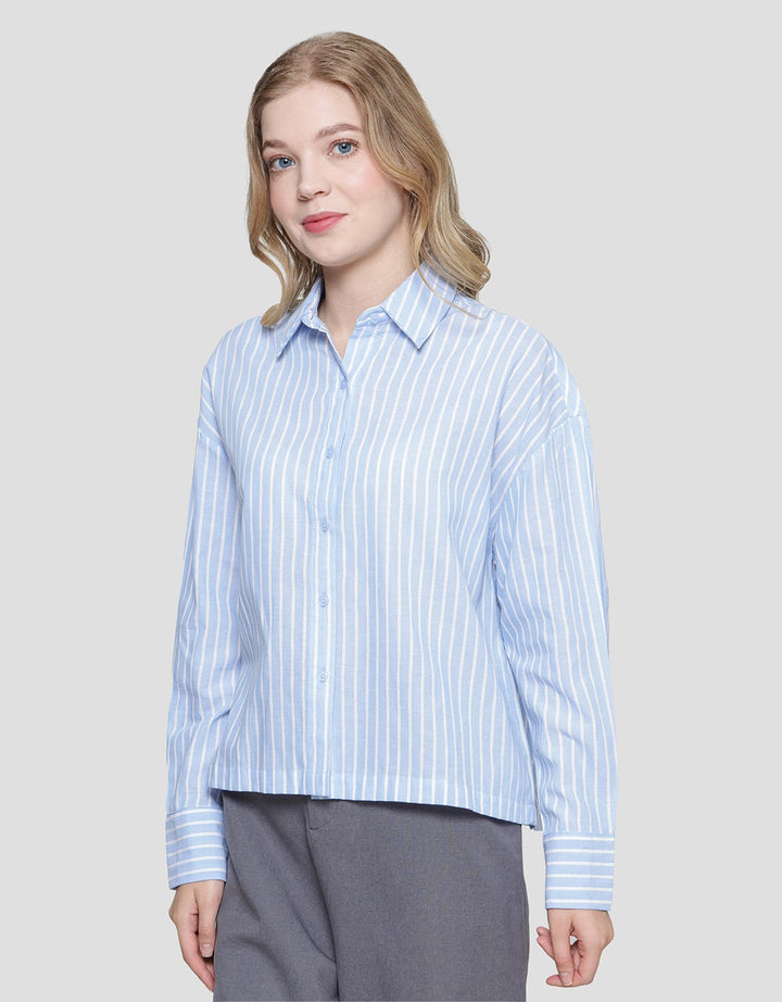 Connexion Stripe Yarndyd Boxy Pocket Women's Shirt