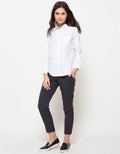 Nevada Wanita Basic Two Pockets LS Shirt Putih