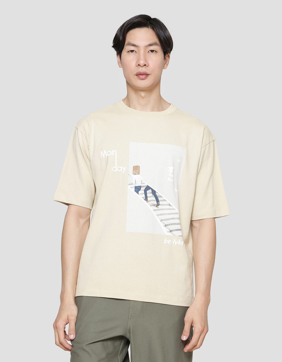 Suko Graphic Print Round Collar Short Sleeve Oversized Men's T-Shirt