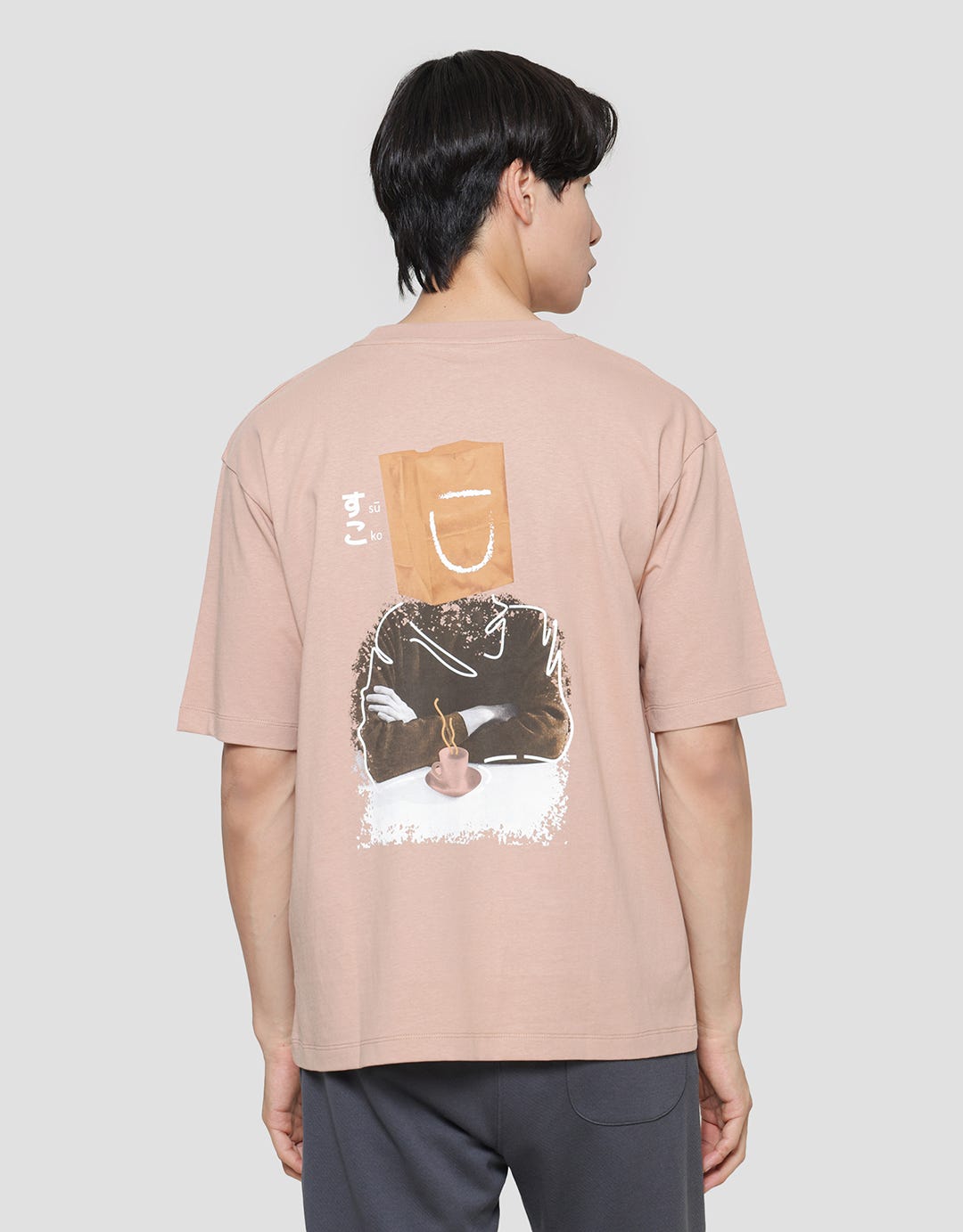 Suko Graphic Print Round Collar Short Sleeve Oversized Men's T-Shirt