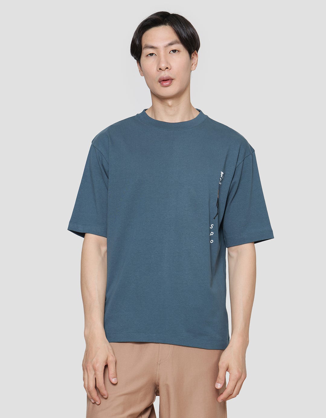 Suko Graphic Print Round Collar Short Sleeve Oversized Men's T-Shirt