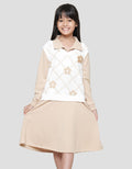 Nevada Knit Look Alike Vest Chenille Flowers Midi Dress for Girls
