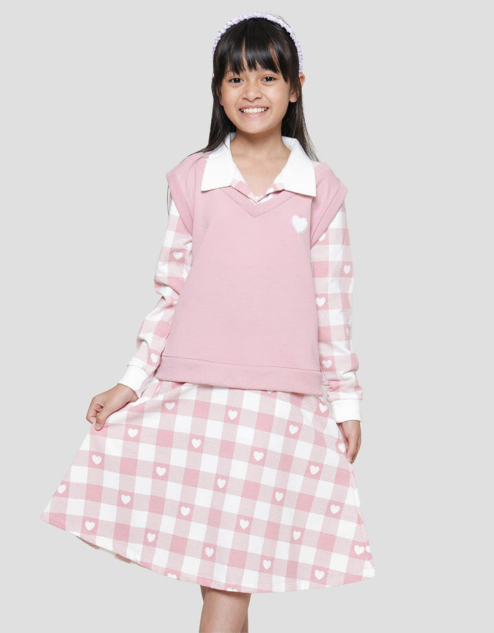 Nevada Look Alike Vest Collar Midi Dress Anak Perempuan
