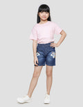 Little M Aplikasi Unicorn Celana Pendek Denim Anak Perempuan