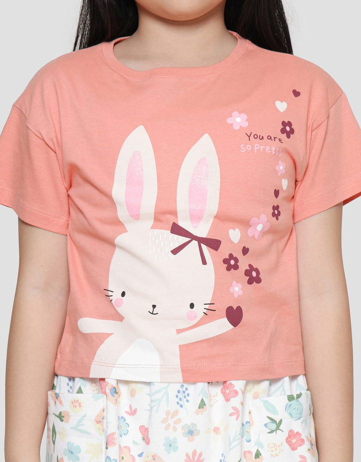 Little M Rabbit Kaos Lengan Pendek Anak Perempuan