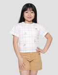 Little M Kotak Print Rabbit Short Sleeve T-shirt for Girls