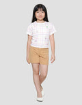 Little M Kotak Print Rabbit Short Sleeve T-shirt for Girls