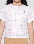 Little M Kotak Print Rabbit Short Sleeve T-shirt for Girls