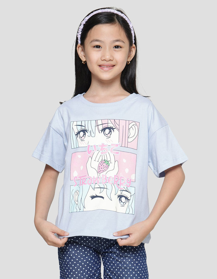 Nevada Collage Kiss Anime Kaos Anak Perempuan