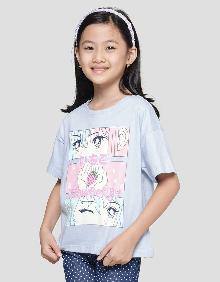 Nevada Collage Kiss Anime Kaos Anak Perempuan