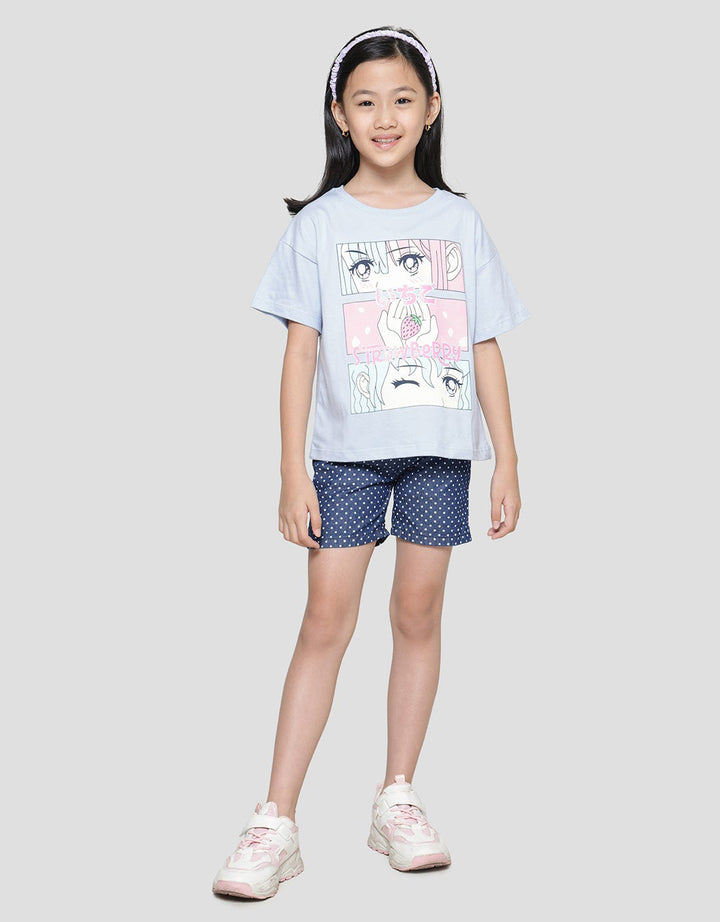 Nevada Collage Kiss Anime Kaos Anak Perempuan