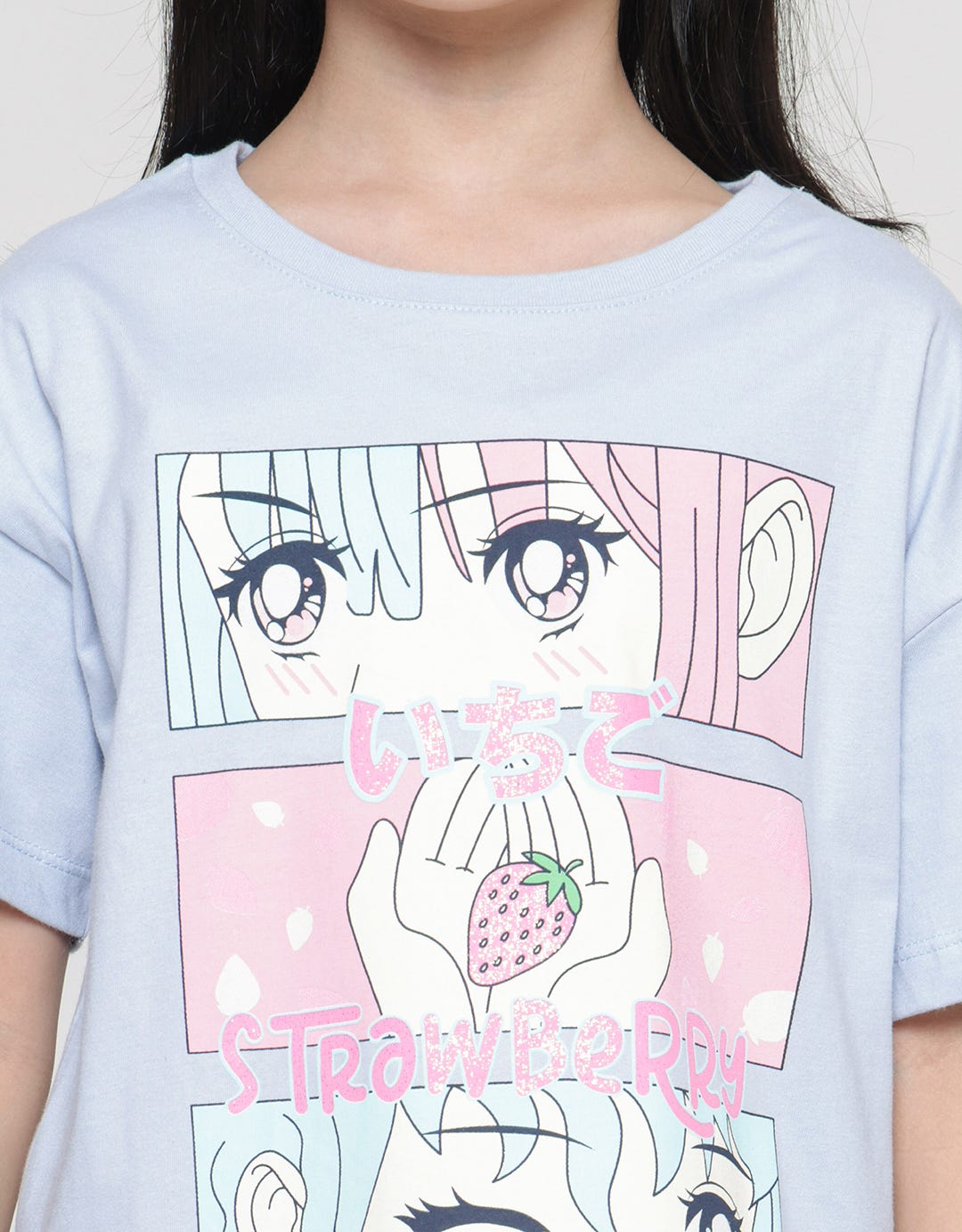 Nevada Collage Kiss Anime Kaos Anak Perempuan