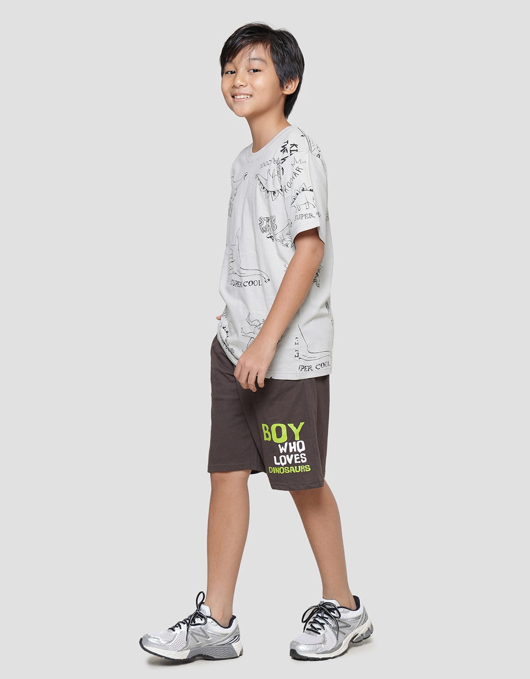 Aero Print Super Cool Dino Kaos Lengan Pendek Anak Laki-laki