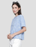 Disney Tee Boxy Print Stitch Kaos Lengan Pendek Wanita