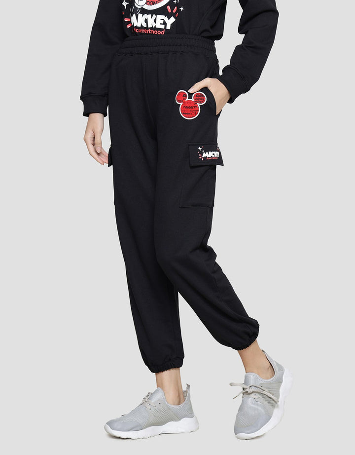 Disney Print Mickey Mouse Jogger Cargo Wanita