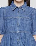 Details Tier Top Blouse Denim Wanita