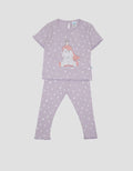 Pipiniko Ribbed Legging Print Star Unicorn Baju Set Anak Perempuan
