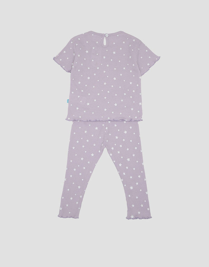 Pipiniko Ribbed Legging Print Star Unicorn Baju Set Anak Perempuan