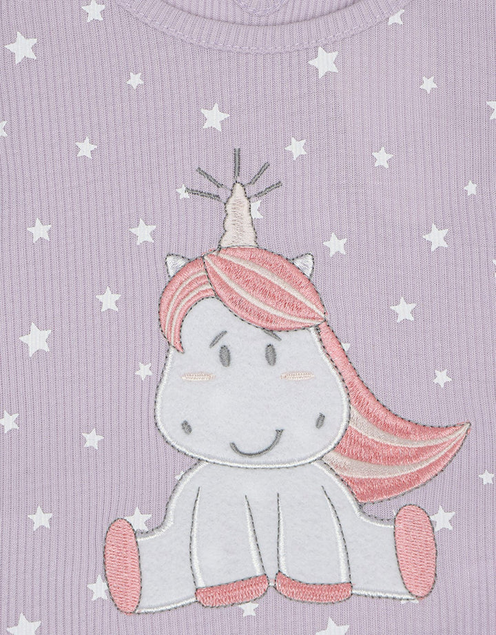 Pipiniko Ribbed Legging Print Star Unicorn Baju Set Anak Perempuan