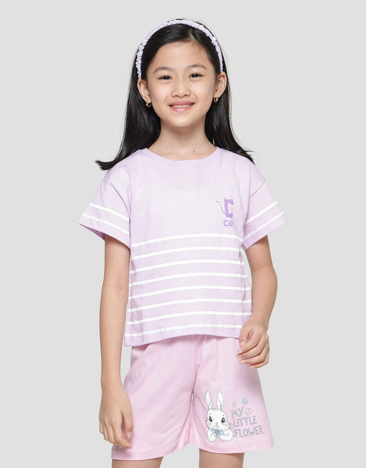 Little M Stripe 4 Kaos Lengan Pendek Anak Perempuan