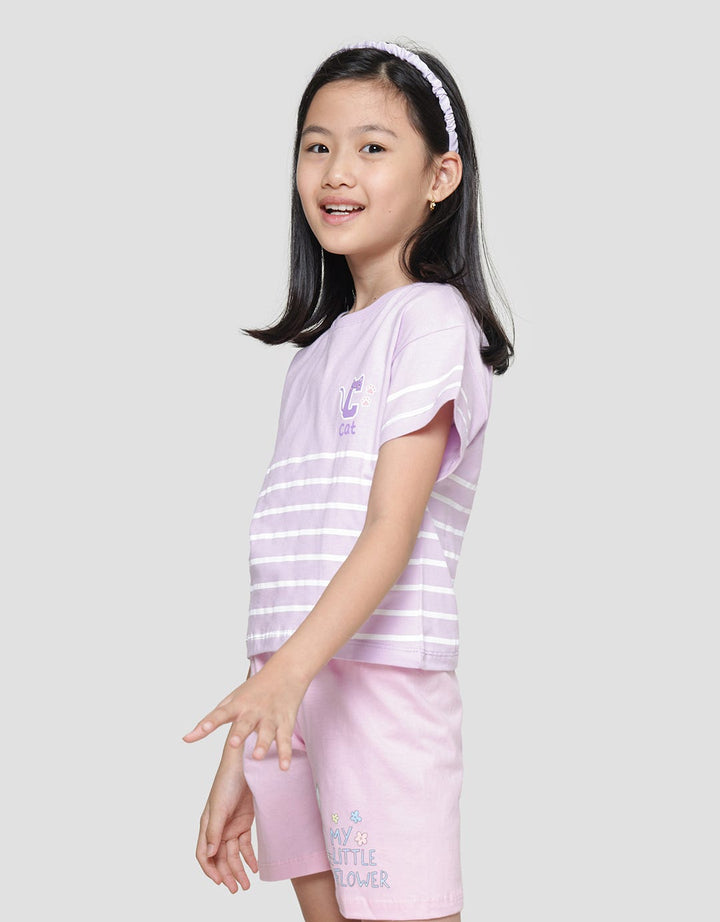 Little M Stripe 4 Kaos Lengan Pendek Anak Perempuan