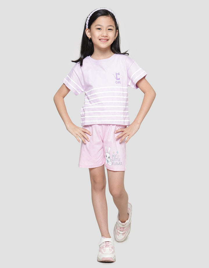 Little M Stripe 4 Kaos Lengan Pendek Anak Perempuan