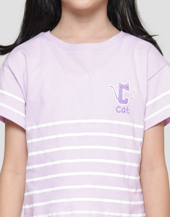 Little M Stripe 4 Kaos Lengan Pendek Anak Perempuan
