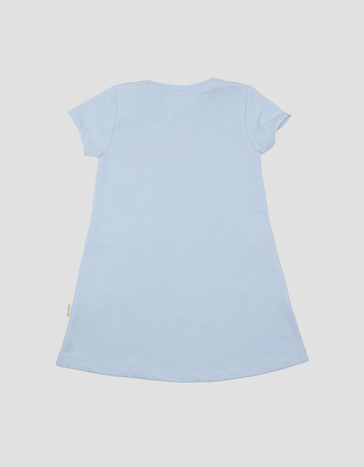 Little M Plain Embroidered Pockets 2 Midi Dress for Girls