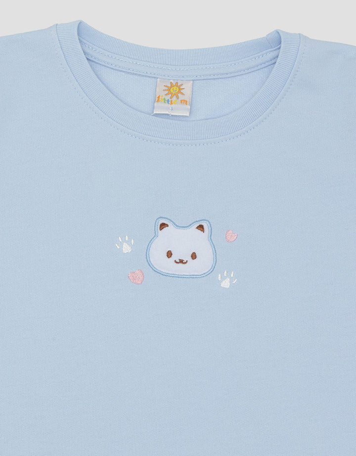 Little M Plain Embroidered Pockets 2 Midi Dress for Girls