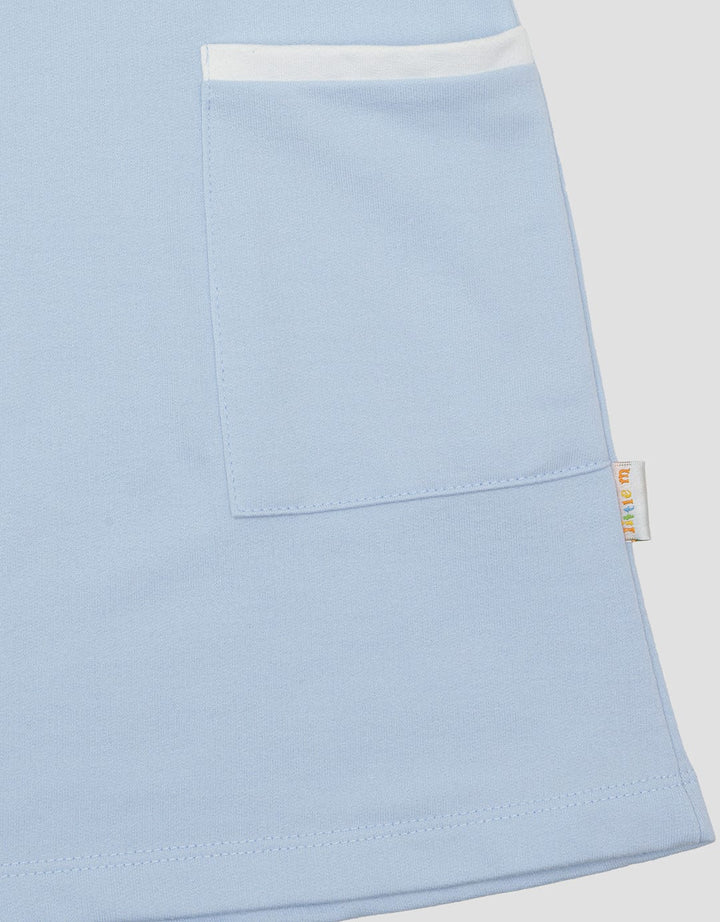 Little M Plain Embroidered Pockets 2 Midi Dress for Girls