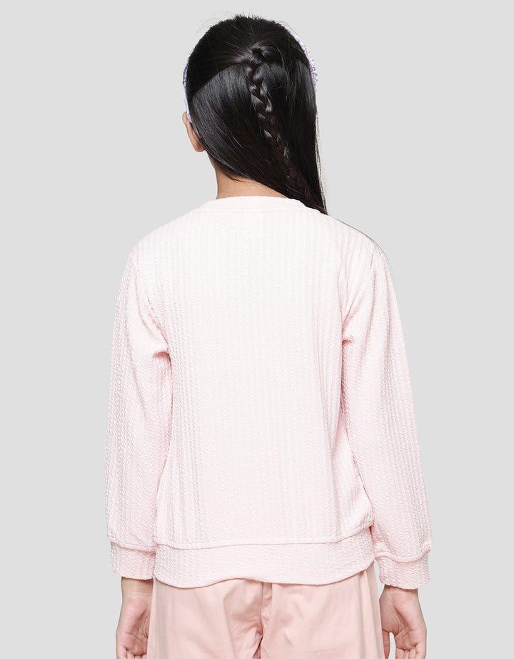 Little M Texture Kantong Aplikasi Wortel Cardigan Anak Perempuan