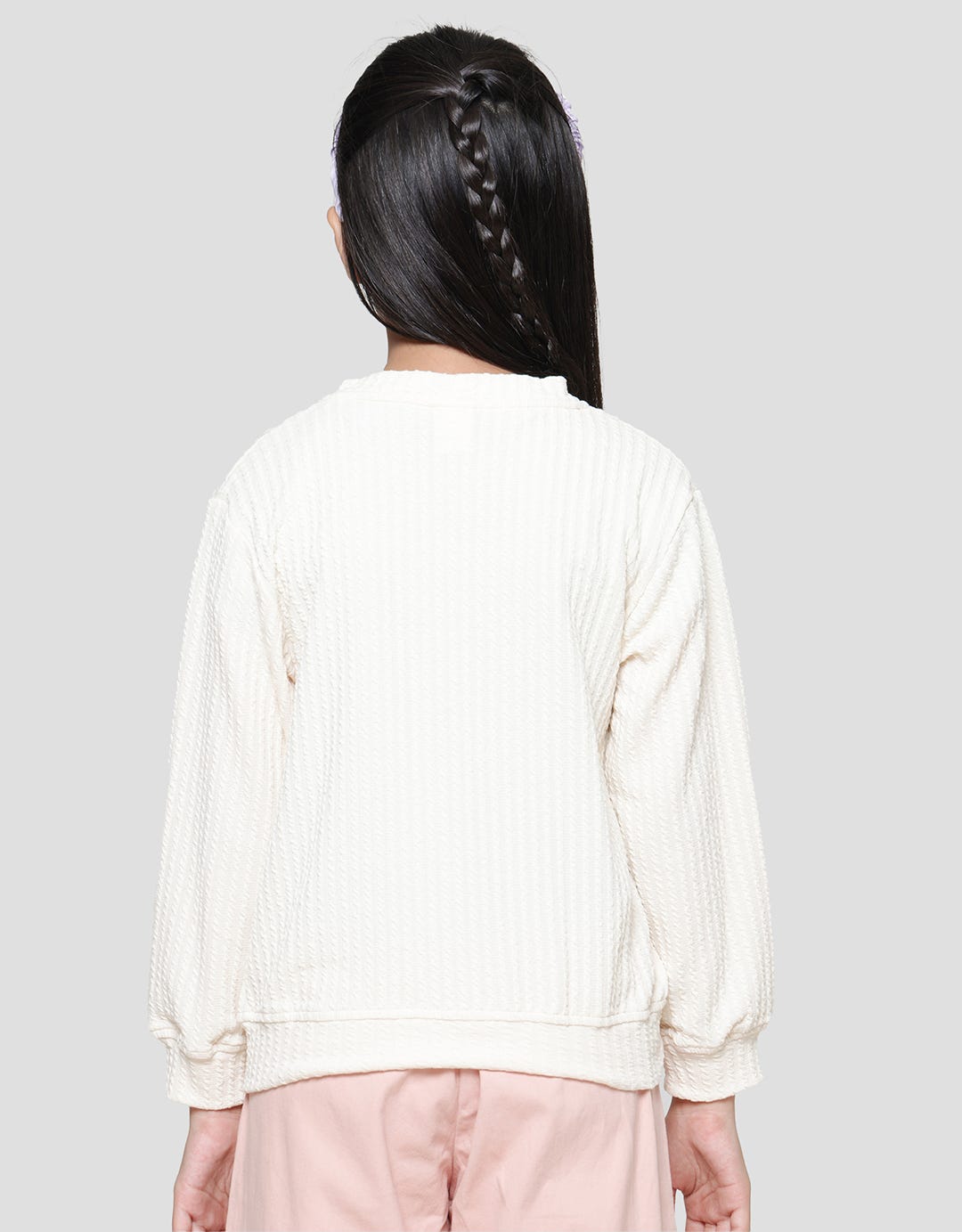 Little M Texture Kantong Aplikasi Ikan Cardigan Anak Perempuan