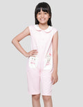 Little M Kerah Kantong Aplikasi Kucing Jumpsuit Anak Perempuan