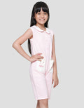 Little M Kerah Kantong Aplikasi Kucing Jumpsuit Anak Perempuan