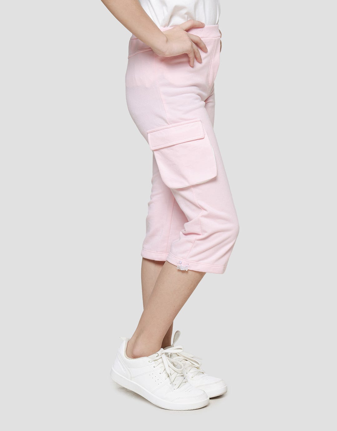 Little M Wide Leg Cargo Stripe Girls Long Pants