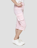 Little M Wide Leg Cargo Garis Celana Panjang Anak Perempuan