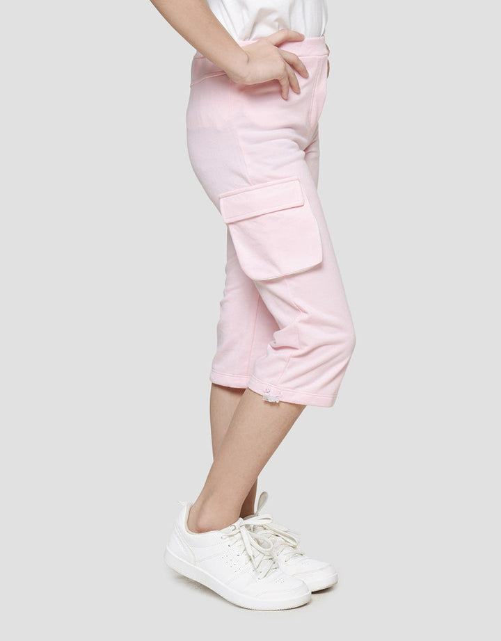 Little M Wide Leg Cargo Stripe Girls Long Pants
